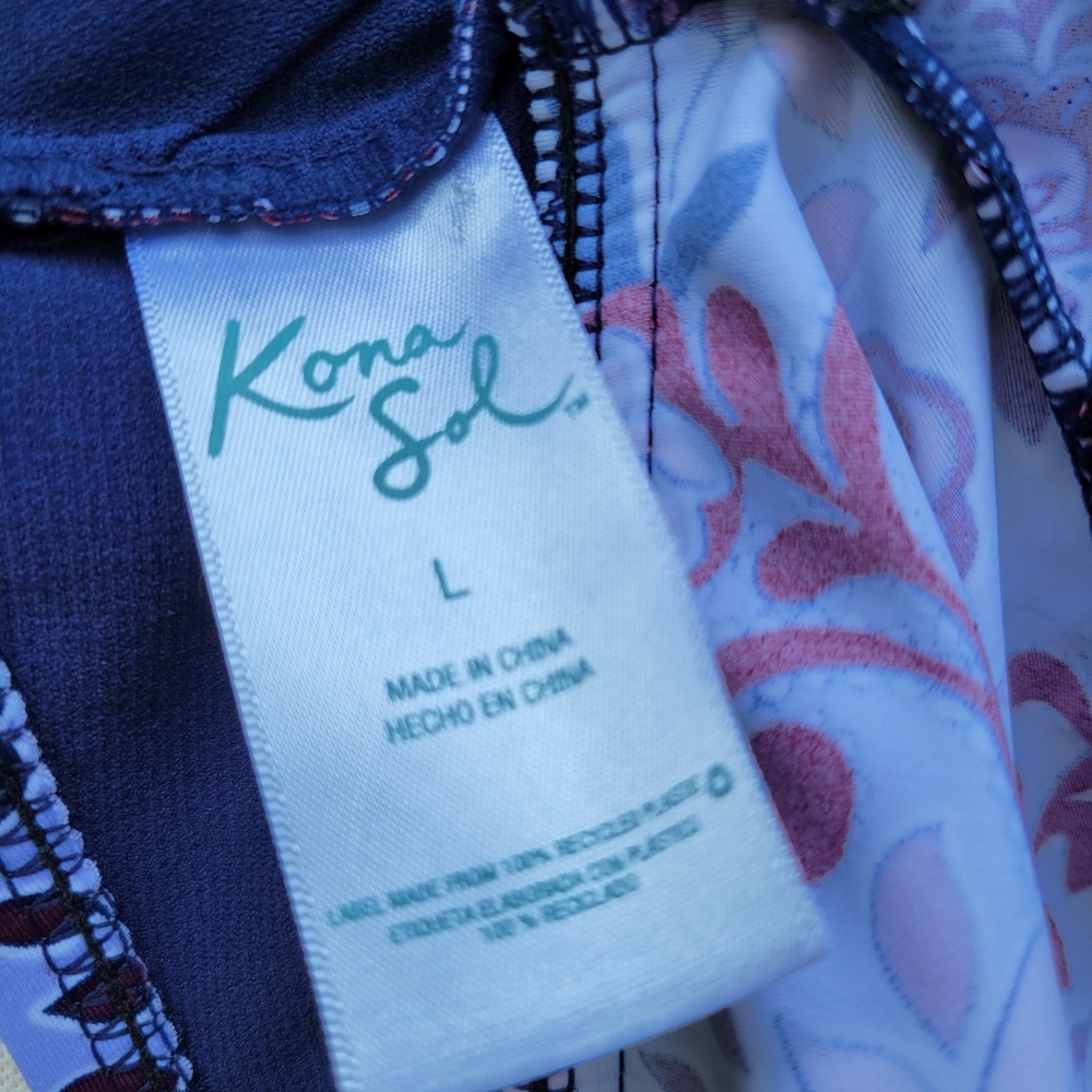 Kona Sol Halter Tankini Top Size L Boho Bandana Print Removable Pads - Picture 10 of 10